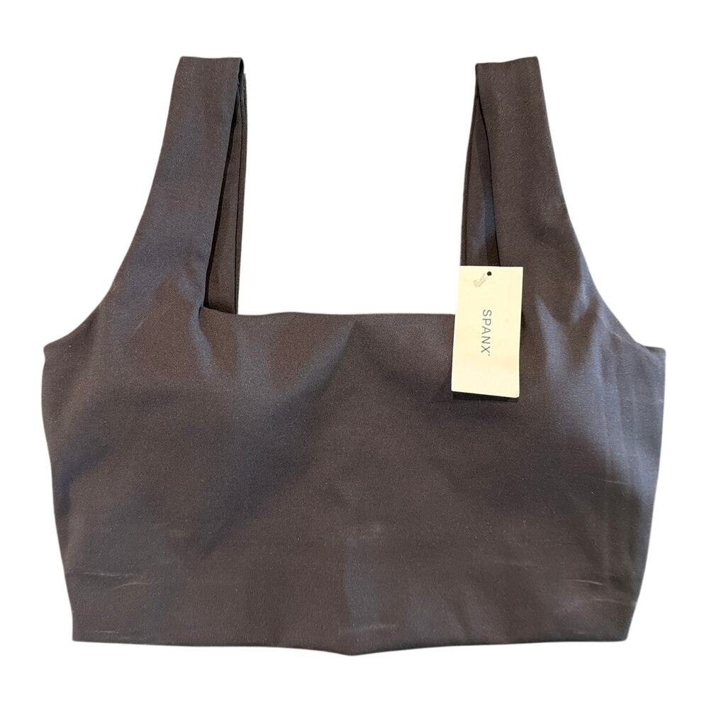 NWT SPANX BoostUp Cropped Square Neck Shelf Tank, Black, Women's Small